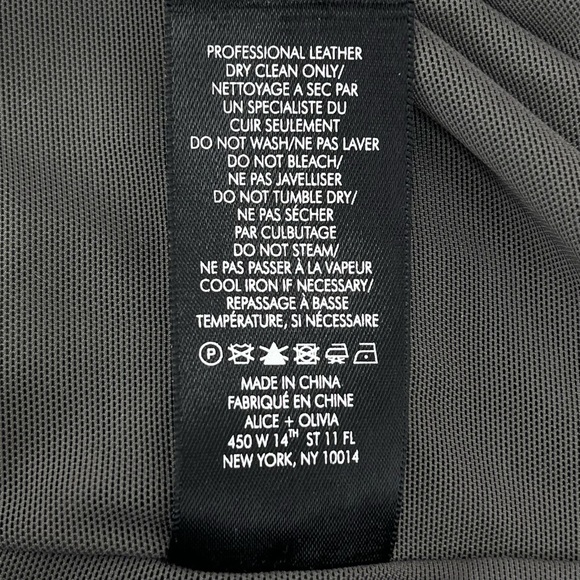 NWT Alice + Olivia Pace Dress in Charcoal Gray Ruched Knit Leather Neck Size 2 - Picture 14 of 16